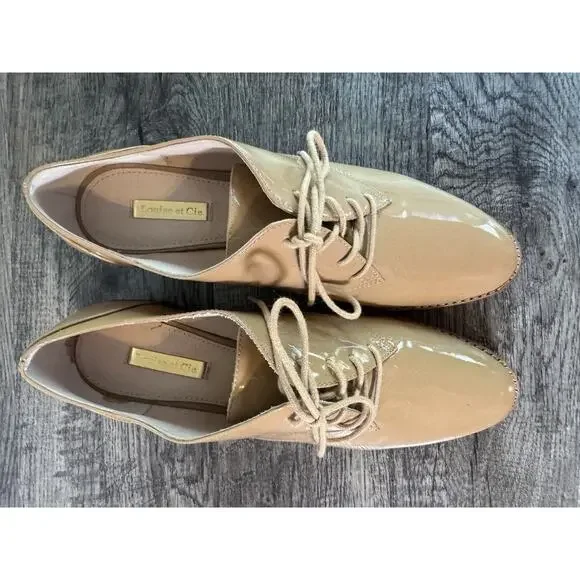 Louise et Cie Patent Oxford Shoes 9M Tan Lace-Up Block Heel Vintage Inspired - Picture 11 of 16